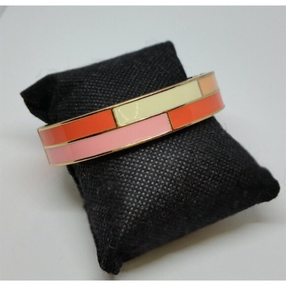 RETRO style pastel colorblock gold tone hinge bangle bracelet statement - Picture 1 of 3